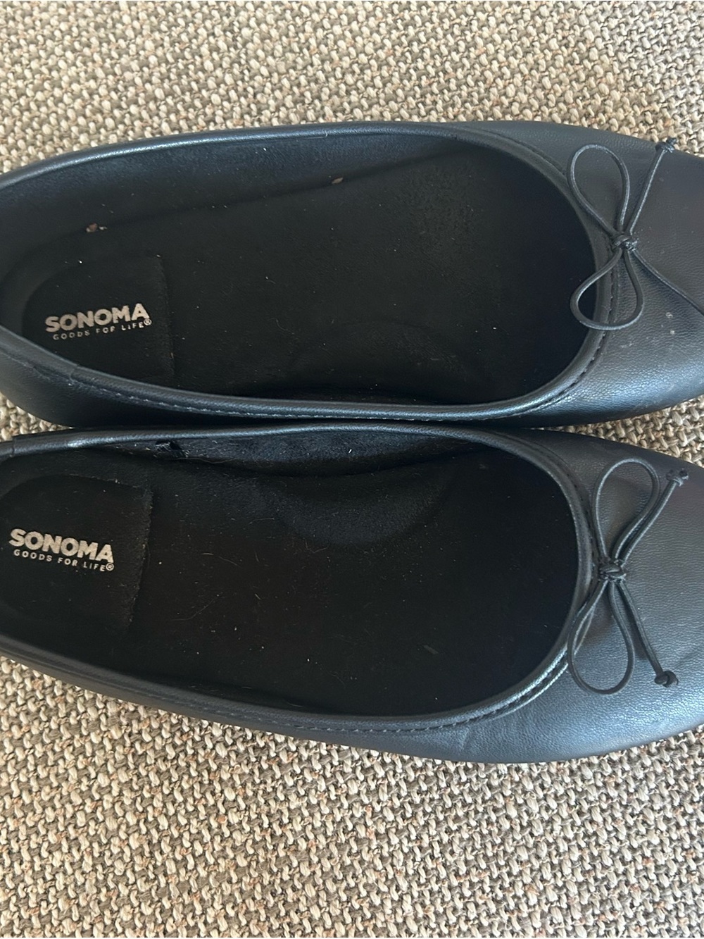 SONOMA Black Round-Toe Ballet Flats with Bow Accent